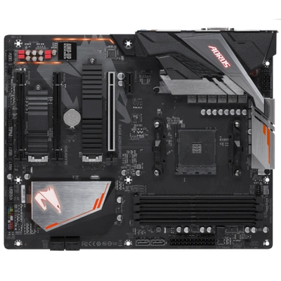 AMD B450 AORUS Motherboard with Hybrid Digital PWM, Dual M.2 with Dual Thermal Guards, Audio ALC1220-VB, Intel® GbE LAN with cFosSpeed, CEC 2019 ready, RGB FUSION 2.0