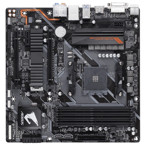 AMD B450 AORUS Motherboard with Hybrid Digital PWM, M.2 with Thermal Guard, GIGABYTE Gaming LAN with 25KV ESD Protection, Anti-sulfur Design, CEC 2019 ready, RGB FUSION 2.0-B450-AORUS-M