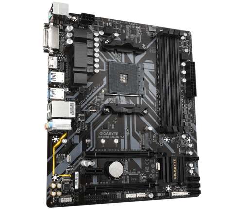 AMD B450 Ultra Durable Motherboard with Digital VRM Solution, GIGABYTE Gaming LAN and Bandwidth Management, PCIe Gen3 x4 M.2, Anti-Sulfur Resistor, RGB LED Strip Header, CEC 2019 Ready-B450M-DS3H-V2