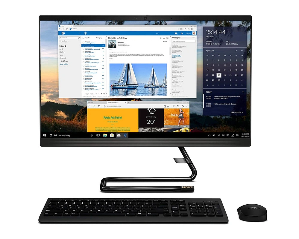 Lenovo IdeaCentre A340 /10th Gen Intel Core i5/8GB/1TB HDD/23.8-inch FHD / Intel Integrated Graphics/Windows 10/Office 2019/HD 720p Camera/Wireless Keyboard &amp; Mouse/Business Black/F0E800VDIN-F0E800VDIN