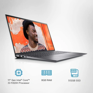 Dell Inspiron 5518 Laptop i5-11320H | 8GB DDR4 | 512GB SSD | Win 11 + Office H&amp;S 2021 | NVIDIA® GeForce® MX450 2GB GDDR5 | 15.6&quot; FHD WVA AG 250 nits Narrow Border | Backlit Keyboard + Fingerprint Reader | 1 Year Onsite Hardware Service | Dell Essential | Platinum Silver | D560812WIN9S-6