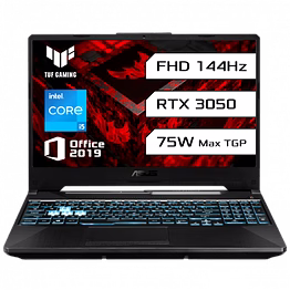 ASUS TUF Gaming Laptop i5 11400H/ RTX 3050-4GB/ 8GB/ 512GB SSD/ 15.6 FHD-144hz/ Backlit KB-1 zone RGB/90Whr/ WIN 11/ Office Home & Student 2021//McAfee(1 year) 2B-GRAPHITE BLACK/ FX506HC-HN089WS