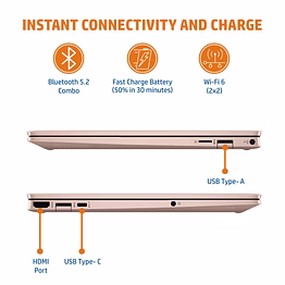 HP Pavilion Aero 13-be0205AU* Ryzen 5-5600U / 16GB / 512 GB SSD / 13.3 WQXGA (2560x1600) Antiglare 400 nits IPS Narrow Border / AMD Radeon Integrated Graphics / Windows 11 Home + MSO H & S 2019 / Pale Rose Gold +MAG C-deck - FPR, 970 gms
