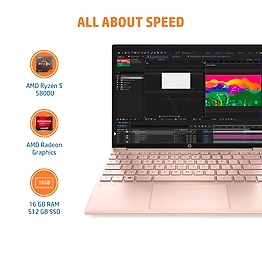HP Pavilion Aero 13-be0208AU* Ryzen 7-5800U octa / 16GB / 1TB SSD / 13.3 WQXGA (2560x1600) Antiglare 400 nits IPS Narrow Border / AMD Radeon Integrated Graphics / Windows 11 Home + MSO H & S 2019 / Pale Rose Gold +MAG C-deck - FPR, 970 gms