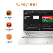 HP Pavilion Laptop 14-ec1019AU / Ryzen 5-5625U hexa / 512 SSD / Intel Iris Xe Graphics / Win11 MSO H & S 2021 / Natural Silver + EyeSafe Display + TNR + Alexa Built-in / 15.6 FHD Antiglare / 6D9T7PA