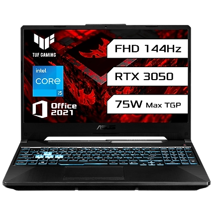 ASUS TUF Gaming Laptop 15 11400H/ RTX3050-4GB/16GB (2 x 8GB) /512GB SSD / 15.6 FHD- 144hz / Backlit KB-1 zone RGB / 90Whr/ WIN 11 / Office Home &amp; Student 2021 / McAfee (1 year)/ 2B-GRAPHITE BLACK / FX506HC-HN362WS-FX506HC-HN362WS