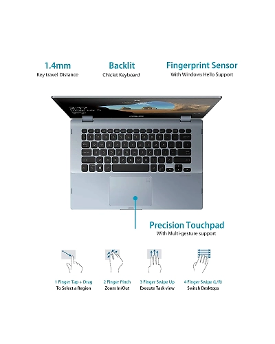 Asus Vivobook Flip / i3-10110U//4G/512G PCIe SSD/SILVER BLUE/14.0&quot; FHD IPS TOUCH/1Y international warranty/Office H&amp;S/Stylus / TP412FA-EC372TS-1