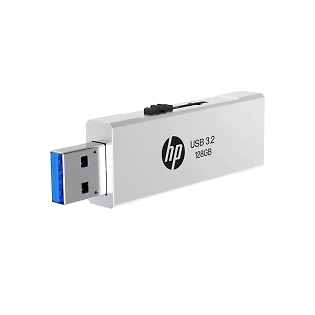 HP 818w 128GB USB 3.2 Flash Drive Silver Metal