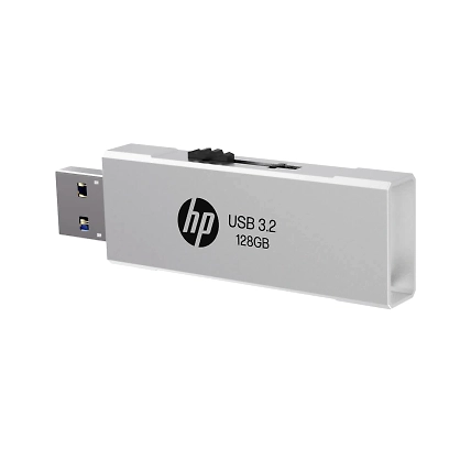 HP 818w 128GB USB 3.2 Flash Drive Silver Metal-1