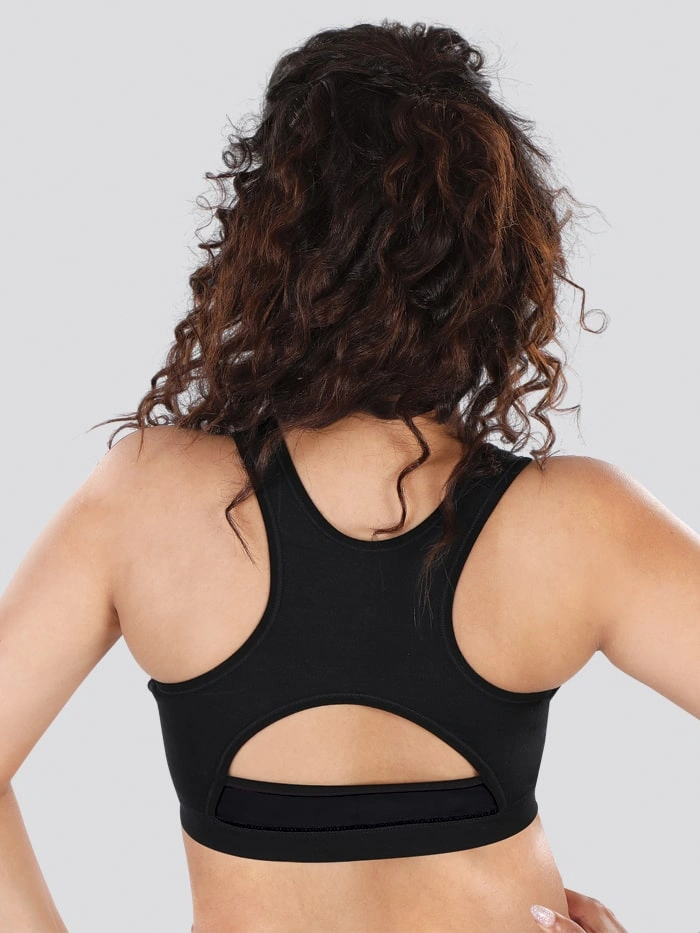 Dermawear Padded Racer Back Sports Bra SB-1101-M-Black-2