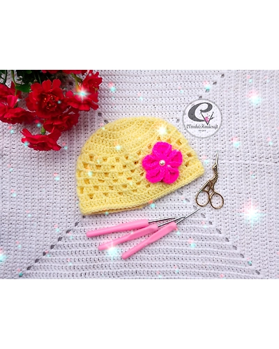 Baby Girl Crochet Bonnet-orange-3