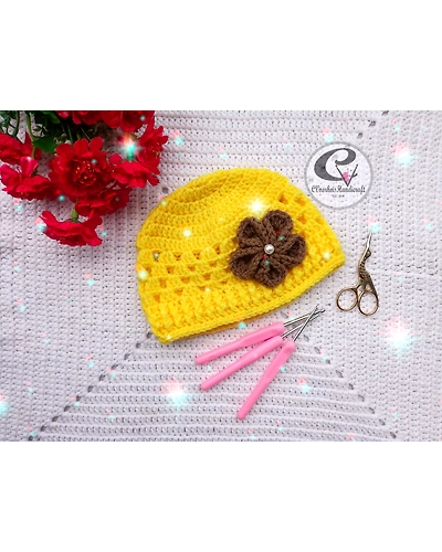 Baby Girl Crochet Bonnet-orange-4