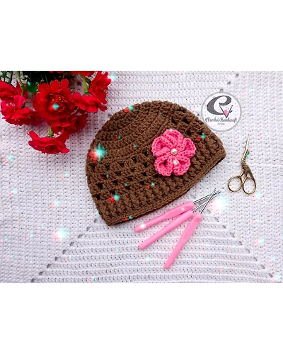 Baby Girl Crochet Bonnet-orange-5