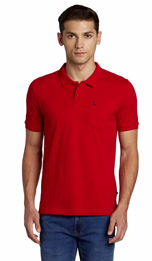 Parx Men Solid Red  Coloured Cotton Tshirts image 2