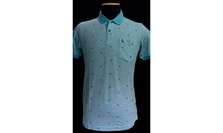 Parx Men`s Blue printed Collar  Tshirt