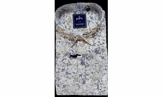 Parx Men`s` White Print Slim Fit Causal Shirt