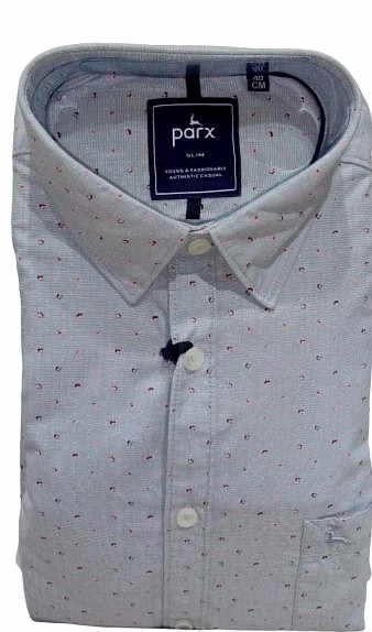 Parx Mens Light Grey Printed Causal Slim Fit Shirts image 5
