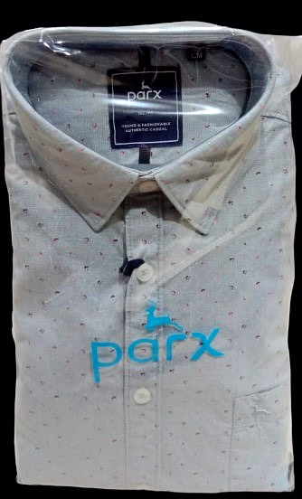 Parx Mens Light Grey Printed Causal Slim Fit Shirts image 3