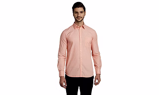Parx Men`s Printed Light Orange Causla Shirt