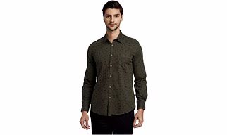 Parx Men`s Green Printed Causal shirt