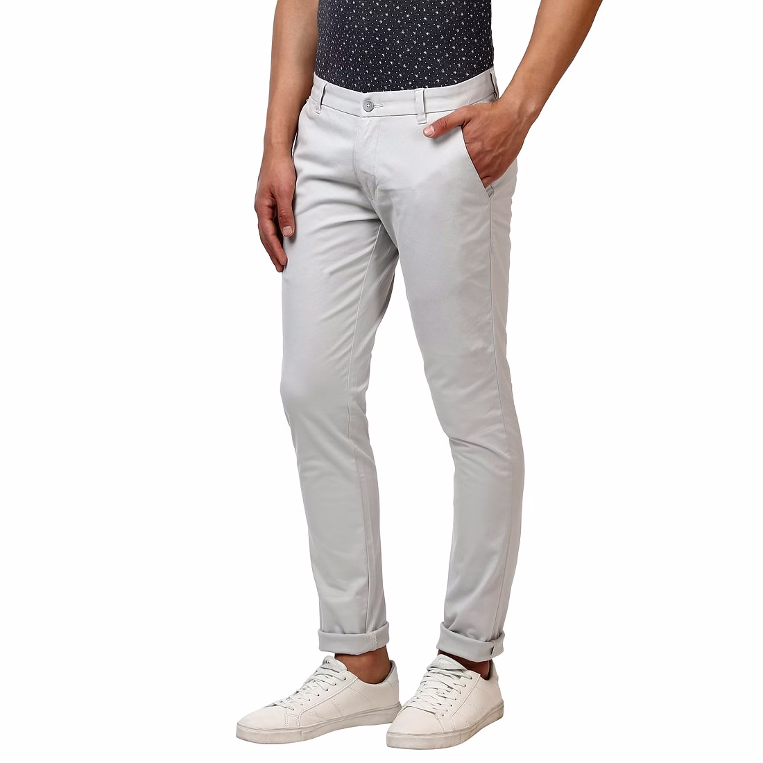 Parx Cotton Blend Grey  Slim Fit Trouser image 2