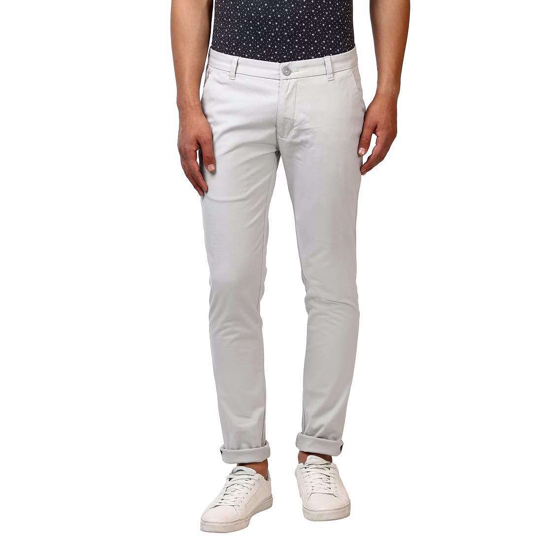 Parx Cotton Blend Grey  Slim Fit Trouser image 1