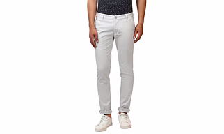Parx Cotton Blend Grey  Slim Fit Trouser