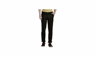 Colour Plus Brown Solid Regular Fit cotton Blend Trousers