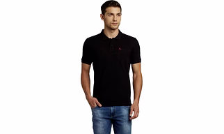 Parx Black Cotton Regular Fit T-Shirt