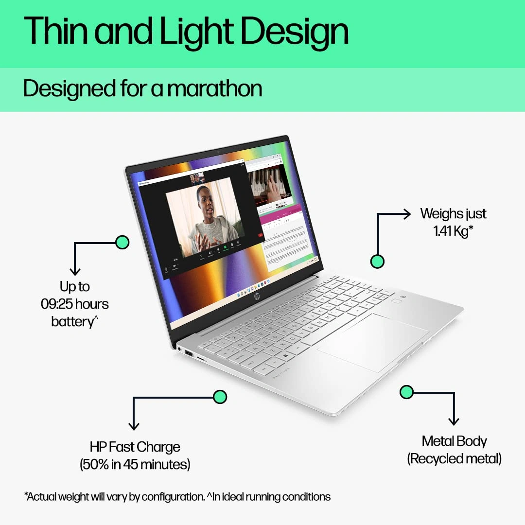 HP Pavilion Plus 13th Gen Intel Core i5-1340P 14inch(35.6 cm) TUV Certified 2.2K(2240 x 1400) Micro Edge Display(16GB RAM/512GB SSD/B&amp;O/5MP Camera/Intel Iris Xe Graphics/FPR/MSO/Win 11, 14-eh1022TU-2