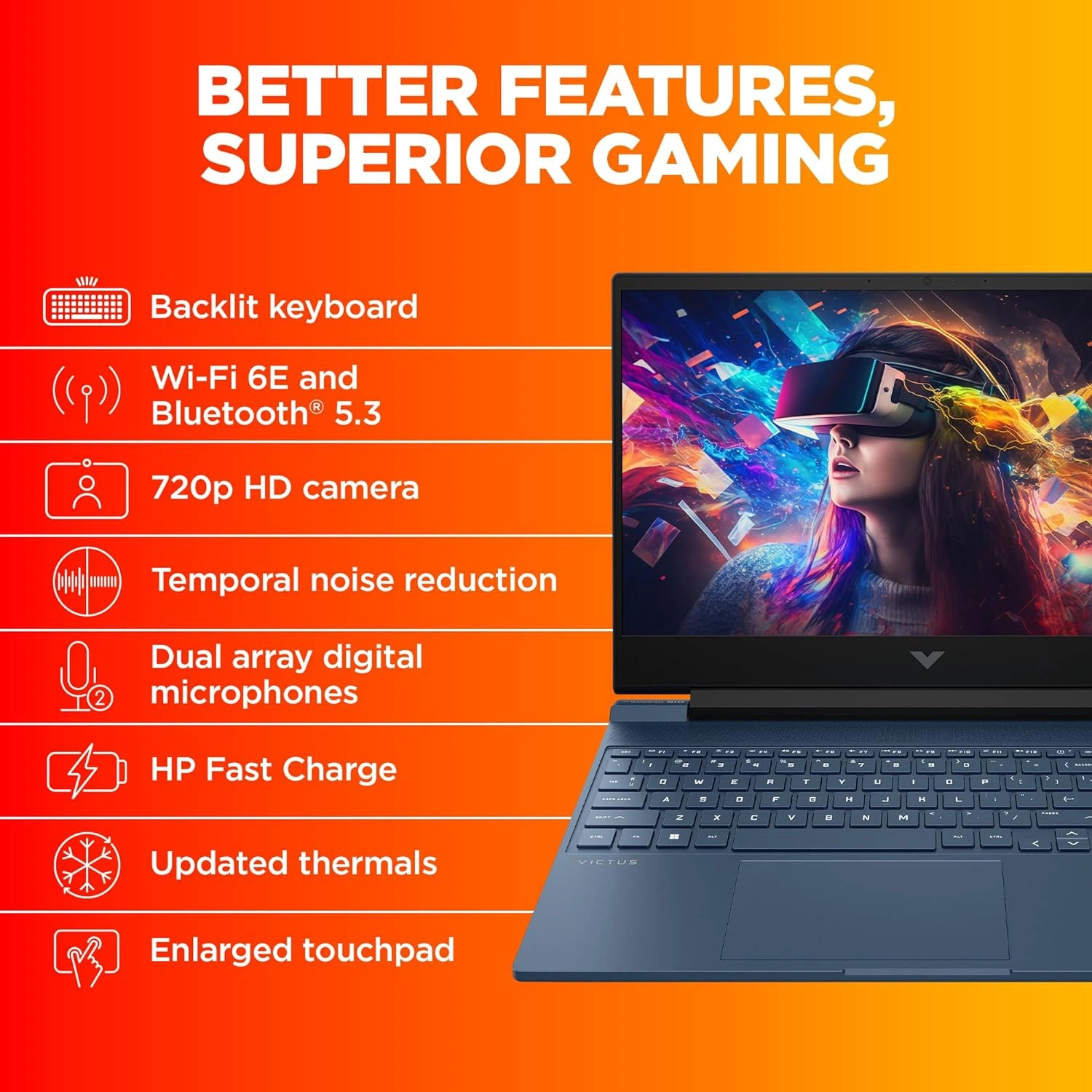 HP Victus Gaming Laptop, AMD Ryzen 5 5600H, AMD Radeon RX 6500M Graphics, 15.6-inch (39.6 cm), 50W TGP, FHD, IPS, 8GB DDR4, 512GB SSD, Backlit KB, B&amp;O (Win 11, Blue, 2.37 kg), fb0157AX-4