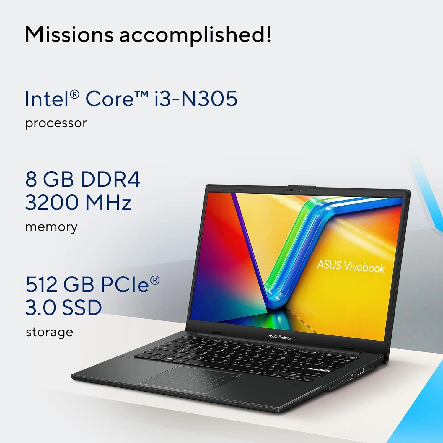 ASUS Vivobook Go 14 (2023), Intel Core i3-N305, 14&quot; (35.56 cms) FHD, Thin and Light Laptop (8GB/512GB SSD/Integrated Graphics/Windows 11/Office 2021/Fingerprint/Black/1.38 kg), E1404GA-NK322WS-1