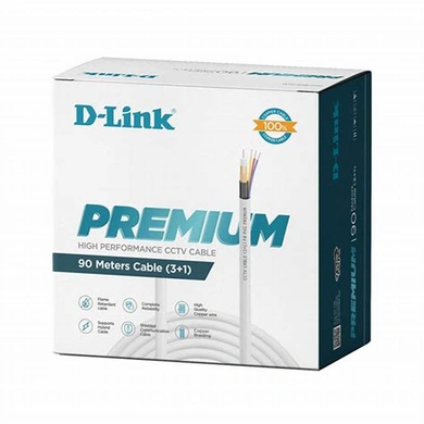 D-Link 3+1 CCTV Premium Cable 90m 100% Pure Copper Core and Braiding DCC-WHI-90 – 3.5 KG-DP90CCTVC