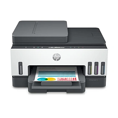 HP Smart 750 WiFi Duplex Printer with Smart-Guided Button, Print, Scan, Copy, Wireless and ADF, Hi-Capacity Tank with auto Ink, Paper Sensor, up to 12K Black or 8K Color Pages of Ink in The Box-hpst750p