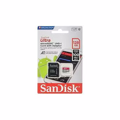 SanDisk Ultra® microSDXC UHS-I Card, 128GB, 140MB/s R, 10 Y Warranty, for Smartphones-MEMORY128