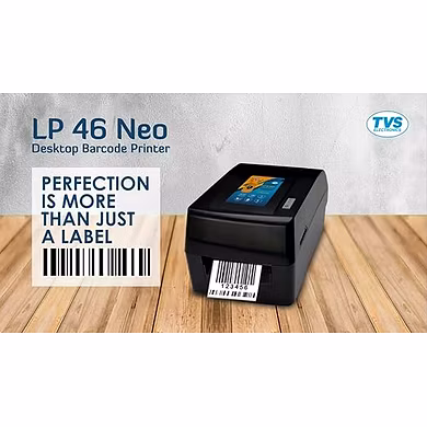 TVS ELECTRONICS LP 46 Neo Label and Barcode Printer|Print Speed 6 Inches Per Second|high Ribbon Capacity of 300 Meters|Compact Design|resulution of 203 dpi|high legible Printing-LP46Neo