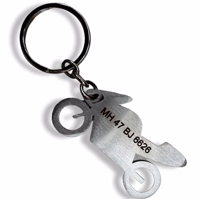 metal bike keychain with number / name