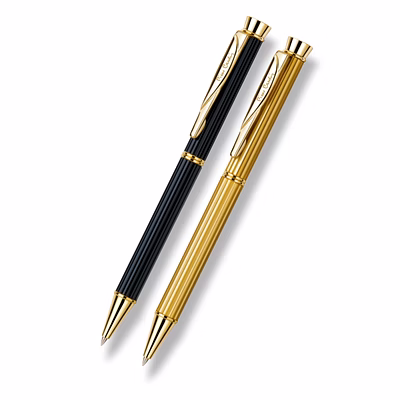 pierre cardin royale set satin gold & biack chrome ball pen