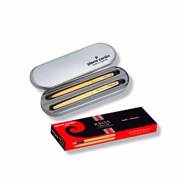 pierre cardin kriss satin gold set of ball pen & roller pen