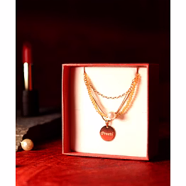 name engraved ladies double chain pendant pr-188 - personalized rose gold necklace