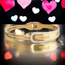 red moments personalized stainless steel ladies bracelet in gold finish (pr-356)