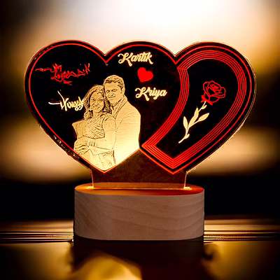 red moments laser engraved led acrylic with 2 color light effect (luv) pr-386