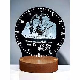 red moments wooden base acrylic table clock pr-376