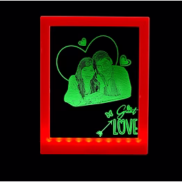 red moments laser engraved led square frame pr-377