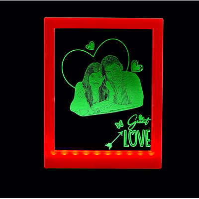 red moments laser engraved led square frame pr-377