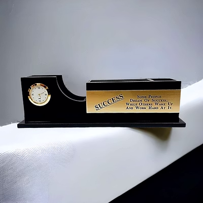 sophisticated black gold wood desk organiser stand do631