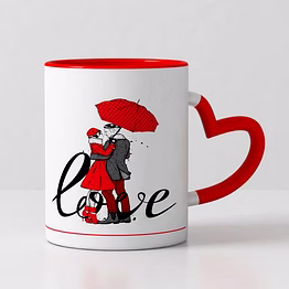 heart handle inside red mug 320ml m10 - personalized ceramic drinkware