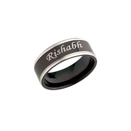 red moments men's finger ring pr-369 - personalized stainless steel black ring
