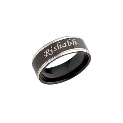 red moments men's finger ring pr-369 - personalized stainless steel black ring