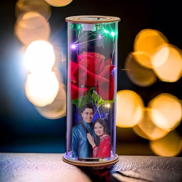 glass dome with led lights - personalized photo home decor gift